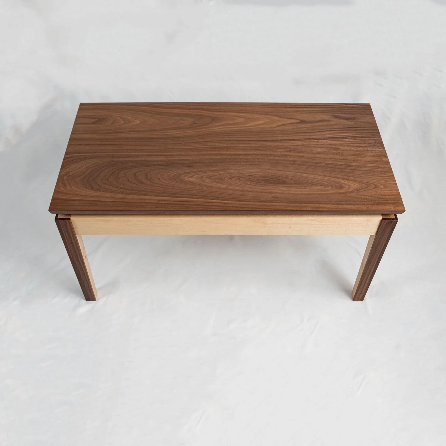 Walnut & Maple Coffee Table – Handcrafted Floating-Top Wood Table